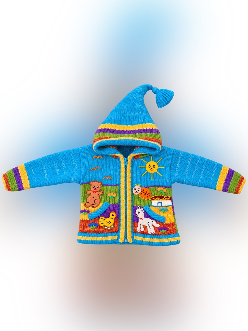 Inti Taita Impressions Hand Knit Kids Sweater 50% Wool 50% Cotton Peru 2T